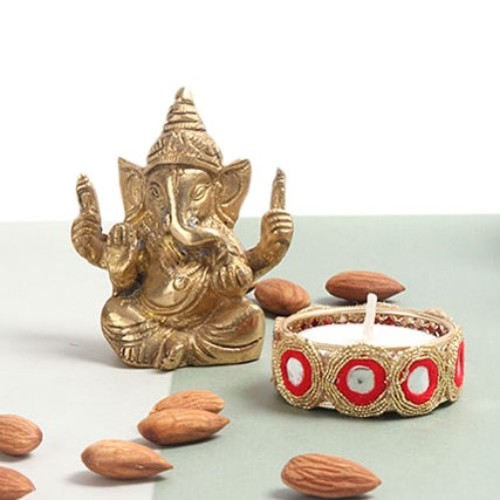Brass Ganesha With T-Light