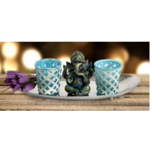 Bleu Raja Ganesha with Ashfinish
Turquoise Votives