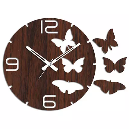 Butterflies Oval Brown Wall Clock