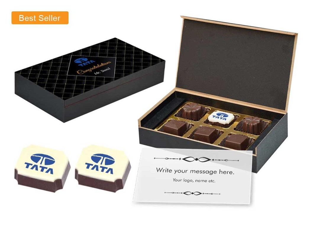 Logo Print Chocolates with Customized Wooden Box