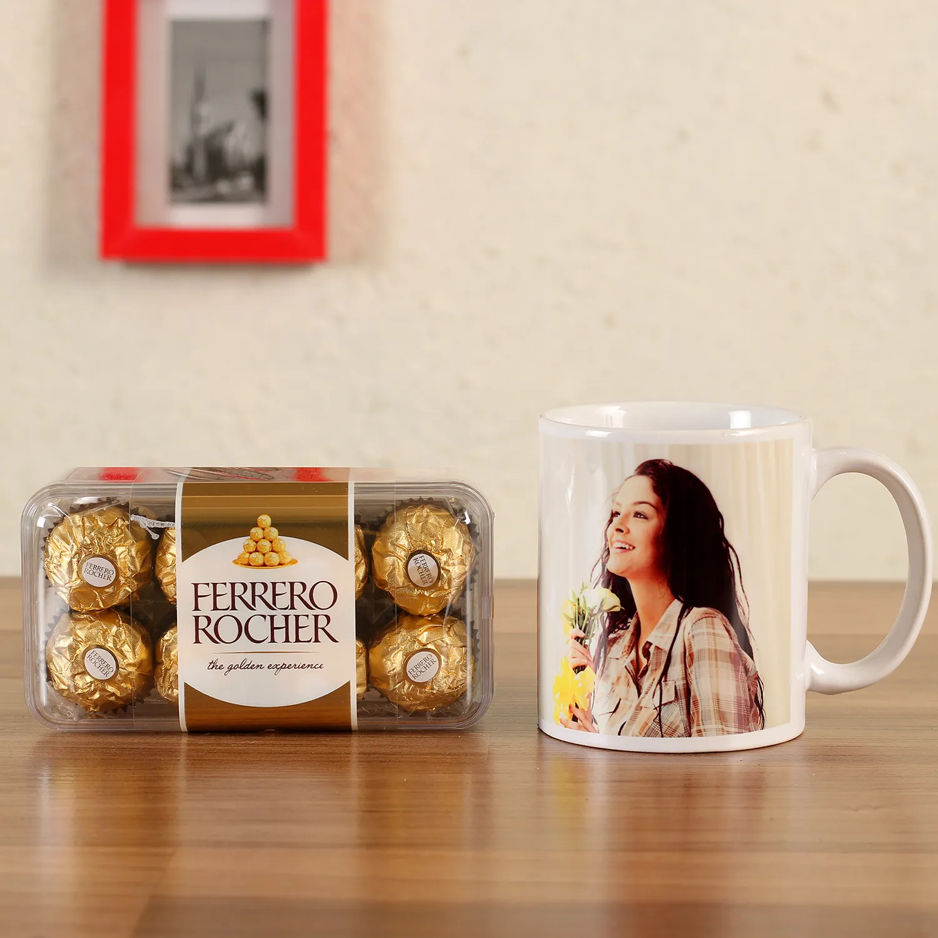 Personalised White Mug & Fererro Rocher 16 Pcs