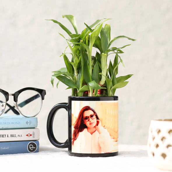 2 LAYER BAMBOO IN PERSONALISED BLACK CERAMIC MUG