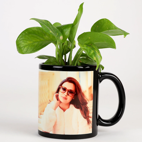 MONEY PLANT IN PERSONALIZED MUG BLACK