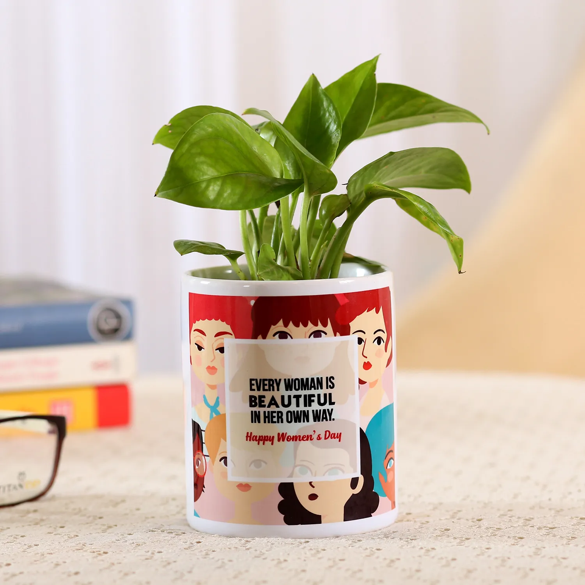 MONEY PLANT IN WOMEN’S DAY SPECIAL POT