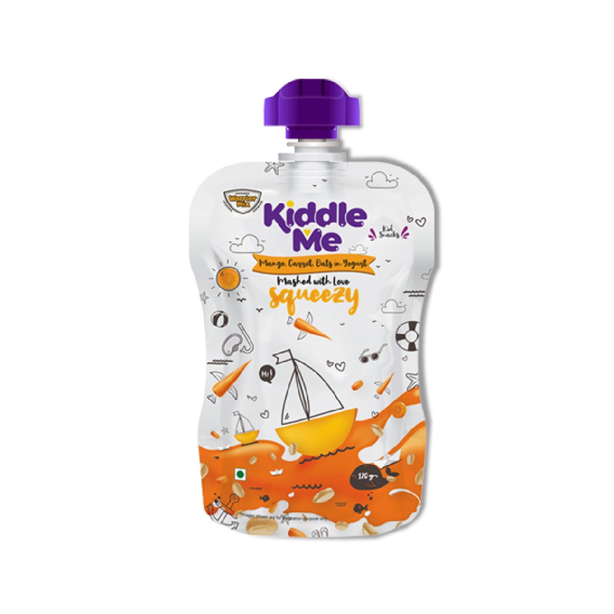KiddleMe Yogurt Squeezy with Mango, Carrot & Oats 120g