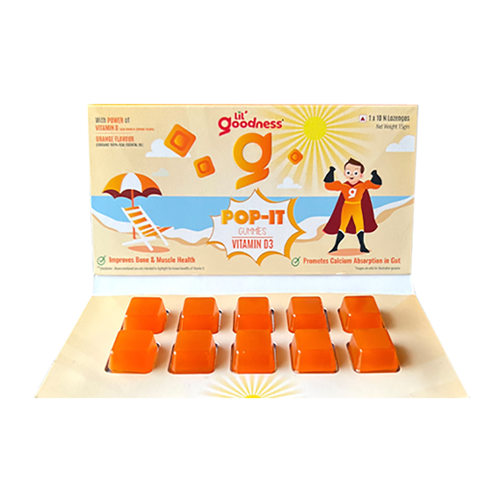 Lil Goodness POP-IT Vitamin D Gummies Orange flavor (10 Losenges)