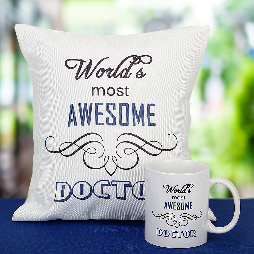 Personalized Doctor’s day Cushion & Mug combo