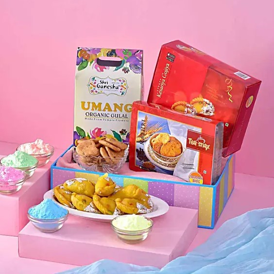 Snacks & Gujiya -Temple Flower ORGANIC Gulal Gift Pack